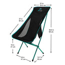 FE Active Camping Folding Chair - Extra Long Portable Compact Folding Beach Chair w/Headrest for More Comfort. Full Aluminum Joints for Hiking, Outdoors, Backpacking, Travel | Designed in California