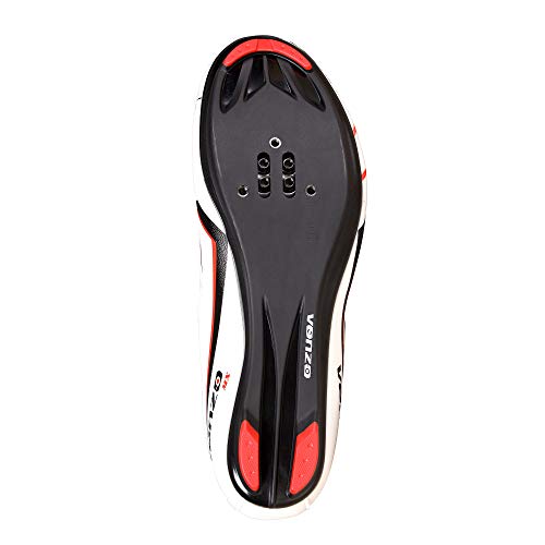 Venzo Bicycle Men's Road Cycling Riding Shoes - 3 Straps - Compatible with Peloton Look Delta & Shimano SPD-SL - Perfect for Road Racing Bikes Black Color 46