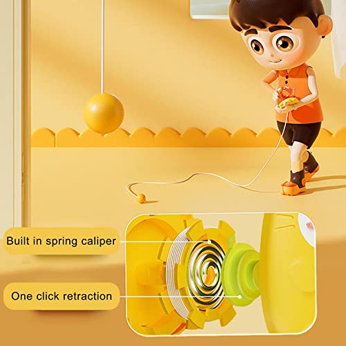 Indoor Hanging Table Tennis Trainer Portable Set, Children's PingPong Trainer Set,Indoor Table Tennis Self-Training Set Parent-Child Interaction Toy Double Sparring Hand-Eye(Yellow)