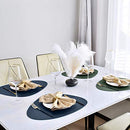 JTX Placemats Set of 2 Round Leather Placemats for Dining Table Heat-Resistant Non-Slip Washable Insulation Place Mats for Kitchen Nordic Style Placemats (Blue)