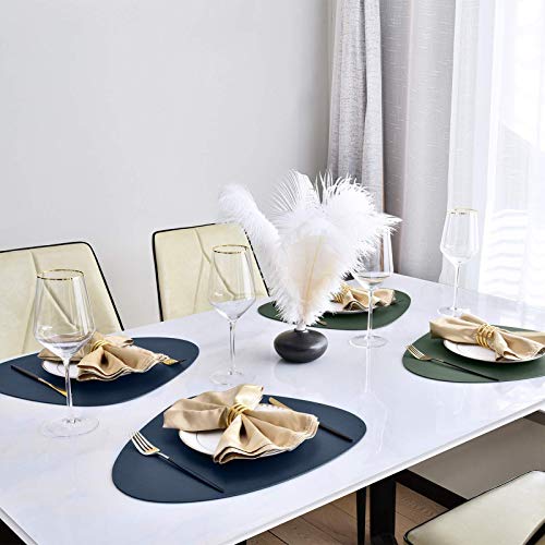 JTX Placemats Set of 2 Round Leather Placemats for Dining Table Heat-Resistant Non-Slip Washable Insulation Place Mats for Kitchen Nordic Style Placemats (Blue)