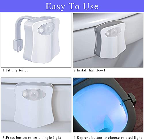 2 Pack Toilet Night Lights, 16-Color Changing LED Bowl Nightlight with Motion Sensor Activated Detection, Motion Sensor Light for Bathroom Washroom, Glow Bowl Light Fit for Any Toilet (2 PCS)