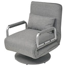 vidaXL Swivel Chair and Sofa Bed Adjustable Backrest 2-in-1 Convertible Guest Bed Armchair Sleeper Leisure Recliner Living Room Bedroom Light Grey