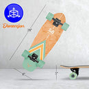 SereneLife Complete Standard Skateboard Mini Cruiser - 6 Ply Canadian & Bamboo Maple Deck Complete Double Kick Skate Board W/ 5" Aluminum Trucks - for Kids, Teens, Adults - SL5SBGR (Aqua)