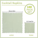 100 Pack Cocktail Napkin 2-Ply Scalloped Edged Dessert Napkins Sage Green Folded 5 x 5 Inches Disposable Napkins for Dinner Wedding Birthday Party Bridal Anniversary Reception Event