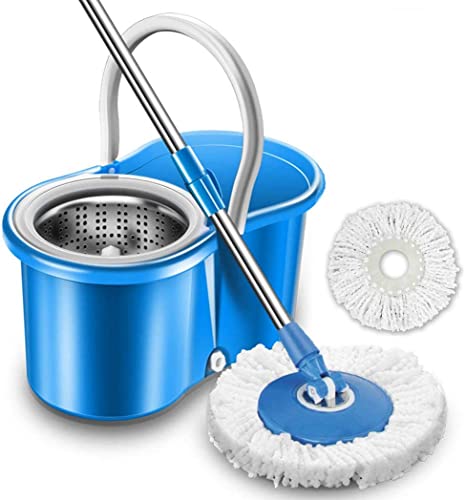 Spin Mop 360°Spin Mop Stainless Steel Bucket Magic Mop +2 Heads