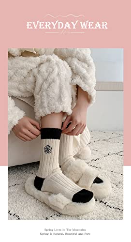 2 Pairs Ladies Soft 𝘁𝗵𝗲𝗿𝗺𝗮𝗹 𝘀𝗼𝗰𝗸𝘀, Women's Knitting Warm & comfy Wool Crew Cotton Fashion Style Sock 4 Seasons Wear