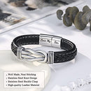 D Dongjiangjin Gift To My Son Grandson Nephew Leather Bracelet Birthday Easter Gradution Gifts for Teen Boys, 8 inch, Stainless Steel, No Gemstone