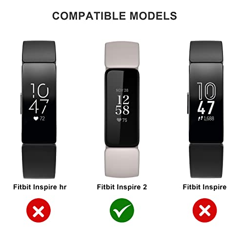 Sport Band for Fitbit Inspire 2 Bands for Men Women, Soft Silicone Comfortable Waterproof Adjustable Replacement Wristbands Strap for Fitbit Inspire 2