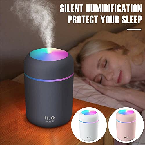 USB Car Air Purifier Diffuser Aroma Oil Humidifier Mist Led Night Light Home (300ml Grey)