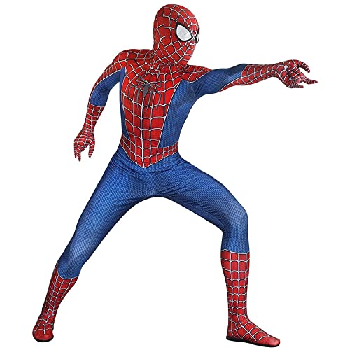 ZXDFG Spiderman Costume Children's Fancy Dress Spiderman Costume Boys Homecoming Suit 3D Print with Mask Halloween Carnival Superhero Cosplay Real Spiderman Costume Girls Red Far from Home