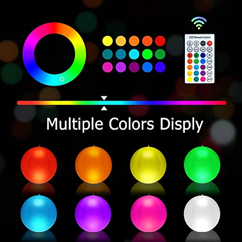 QOCNAM Solar Floating Pool Lights, 14In Led Pool Lights with Remote Control,IP68 Full Waterproof Floating Pool Light Balls 16 Color Changing Hot Tub Lights & Pool Ball Light（Set of 2）