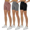 QGGQDD 3 Pack High Waisted Biker Shorts for Women – 5" Black Workout Yoga Athletic Shorts for Maternity Running, Black/ Beige/ Light Grey, Small-Medium