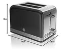 Swan ST19010BN Retro 2-Slice Toaster with Defost/Reheat/Cancle Functions, Cord Storage, 815W, Retro Black