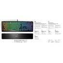 SteelSeries Apex 3 Whisper Quiet IP32 Water & Dust-Resistant Gaming Keyboard - Prism 10-Zone RGB Illumination - Premium Magnetic Wrist Rest