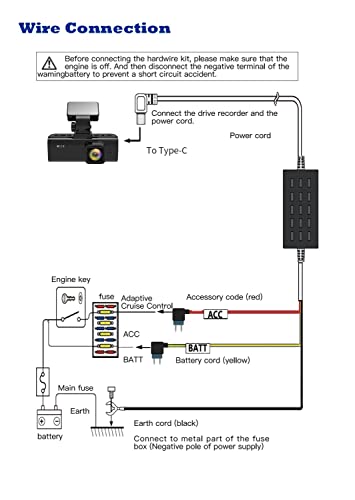 REDTIGER F7N Dash Cam Hardwire Kit,11.5ft USB C-Port Hard Wire Kit for Dashcam,Converts 12V-24V to 5V/2.5A Low Voltage Protection