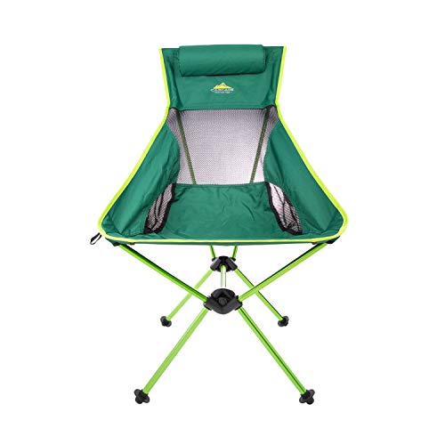Cascade Mountain Tech Outdoor High Back Lightweight Camp Chair with Headrest and Carry Case - Green