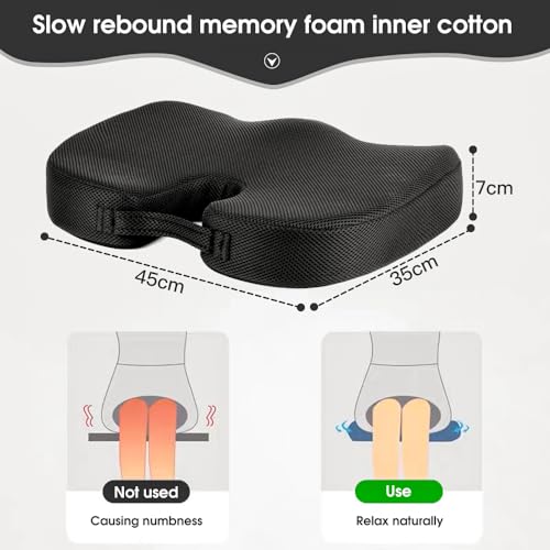 Seat Cushion, Home Office Car Chair Cushions Memory Foam Cushion w/Handle for Computer Desk, Wheelchair & Car Driving Use - Back Support Pillow for Chair