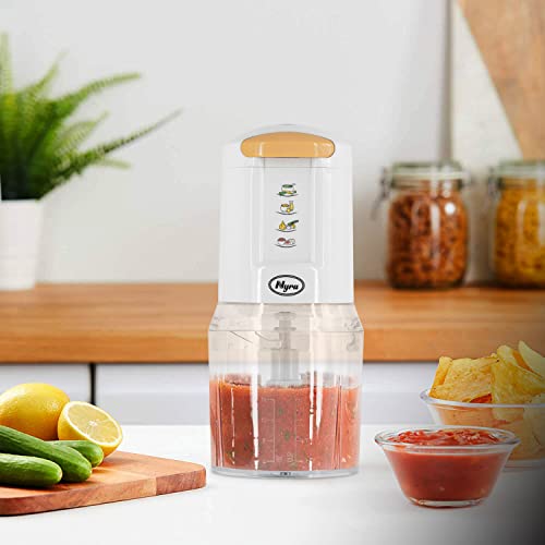 Nyra Mini Food Processor - 300W Powerful Motor, 500ml Capacity, Stainless Steel Double Blade, Lightweight and Easy to Hold - for Chopping, Blending, and Pureeing- Safety Lock - 1 Year Warranty (White)