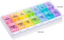 AM PM Weekly 7 Day Pill Organizer, KAPASKI Large Daily Pill Cases Pill Box with Easy Push Button Design for Pills/Vitamin/Fish Oil/Supplements (Rainbow)