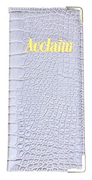 Acclaim Rigid Lawn Bowls Bowling Scorecard Holder Lightly Padded Synthetic Texture Effect 23 cm x 10 cm with Spring Clip & Pen Loop (Grey)