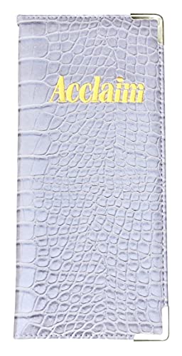 Acclaim Rigid Lawn Bowls Bowling Scorecard Holder Lightly Padded Synthetic Texture Effect 23 cm x 10 cm with Spring Clip & Pen Loop (Grey)