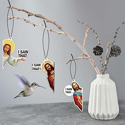 8 Pack Jesus I Saw That Car Air Fresheners Funny Hanging Air Fresheners Car Fresheners for Men Air Fresheners for Cars Cute Car Mirror Freshener Car Mirror Scented Hanging Accessories for Men Woman