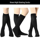 SATINIOR 6 Pairs Ice Skating Socks Solid Color Skating Socks Light Opaque Knee Skating Socks for Women Girl, Black, Medium