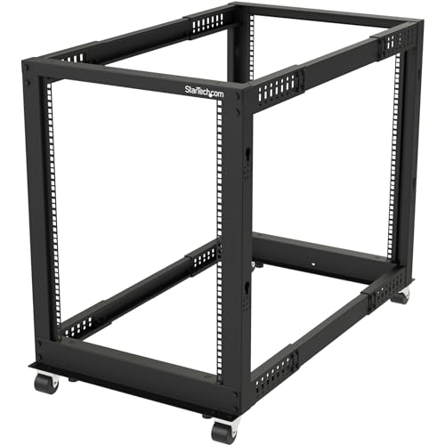 StarTech.com 15U 19" Open Frame Server Rack - 4 Post Adjustable Depth 23-41" Mobile - Free Standing Rolling Network/Computer Equipment Data Rack - Dell PowerEdge HP ProLiant ThinkServer