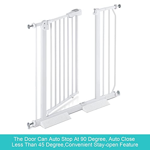 Child Pet Safety Gates Adjustable Baby Gate with A 10CM Extension Barrier 77CM Height 75~95CM Width - White