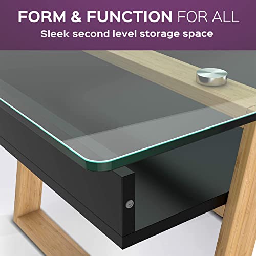 (Donatella) - bonVIVO Designer Coffee Table Donatella, Modern Coffee Table for Living Room, White Coffee Table, Coffee or Side Table with Natural Wood Frame and Glass Top, Coffee Tables