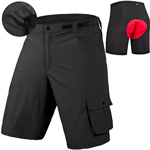 qualidyne Men's Mountain Bike Shorts 3D Padded Lightweight MTB Cycling Shorts with Loose Fit -Quick Dry