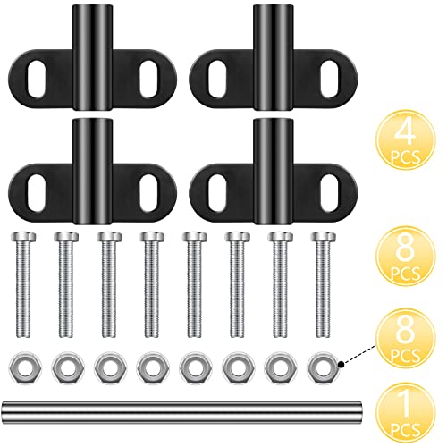 Jutom Wheelbarrow Axle Bracket Set 10 x 0.63 Inch Heavy Duty Wheelbarrow Shaft 4 Pcs 2.1 x 3.3 Inch Brackets 8 Pcs Bolts and Nuts Compatible with 5/8 Inch Wheelbarrow Axles