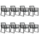 vidaXL Outdoor Dining Set, 9-Piece, PVC Rattan Material, Black - Includes One Table with Glass Top and Eight Armchairs, Powder-Coated Steel Frame