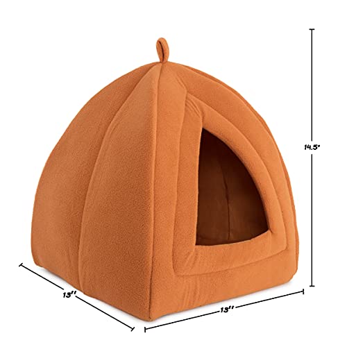 PETMAKER Pyramid - Cat Houses for Indoor Cats with Removable Foam Cat Bed for Kittens or Small Dogs by (Brown) 12 Inch