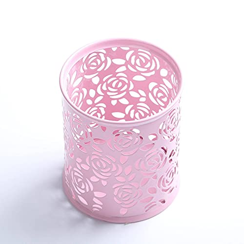 1 P C Metal Hollow Rose Flower Design Cylinder Pen Pencil Pot Holder Storage Pen Case Office Stationary Supplies