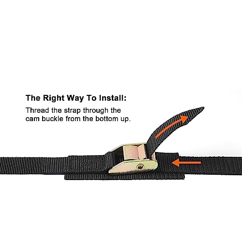 Ayaport Cam Buckle Tie Down Straps Lashing Straps 2200lbs Break Strength Heavy Duty Car Roof Rack Strap for Kayak, SUP, Surfboard, Cargo, Motorcycle, Truck, Boat, Dirt Bike (1" x 16'-Black)