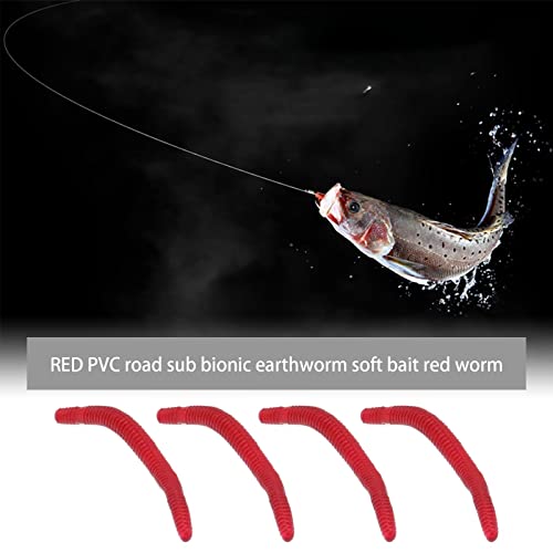 200PCS Artificial Earthworm Fishy Smell Biomimetic Fishing Lure Soft Baits Simulation Bait Bloodworm Fake Redworm for Freshwater and Saltwater