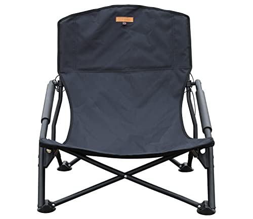 S'more Low Beach Chairs with Carry Bag, Camping Chair with Padded Armrests, Lightweight Folding Chairs for Camping, Hiking, Backpacking, Picnicking, Lawn, Outdoor, Concert, Sand, Black