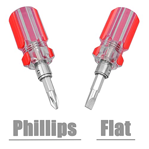 Bestgle 5 Pcs Stubby Screwdriver Set, Phillips and Flat Head Screwdriver Portable 2-in-1 Screwdriver Set Sewing Machine Ultra Short Screwdriver Tool