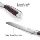 PAUDIN Bread Knife, 8 Inch Bread Slicing Knife, German High Carbon Stainless Steel Serrated Edge Knife with Ergonomic Handle, for Homemade, Crusty Bread