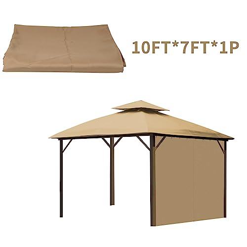 AONEAR Gazebo Privacy Curtain with Zipper Side Wall Universal Replacement for 10' x 12' Gazebo, Patio, Outdoor Canopy, Garden and Backyard, Khaki (1-Panel Curtain Only)