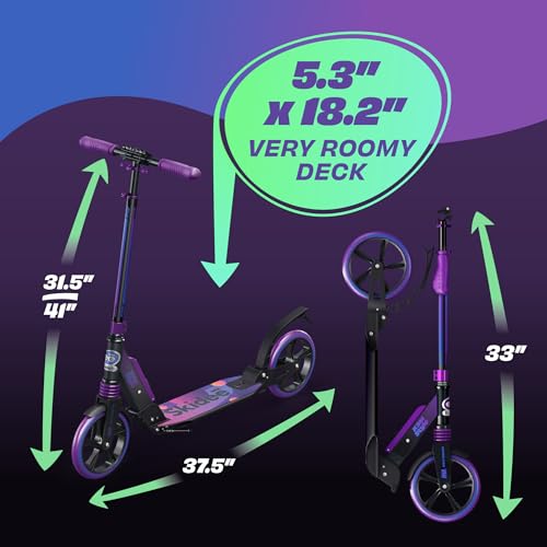 Scooter for Kids Ages 6-12 - Scooters for Teens 12 Years and Up - Adult Scooter with Anti-Shock Suspension - Scooter for Kids 8 Years and Up with 4 Adjustment Levels Handlebar Up to 41 Inches High