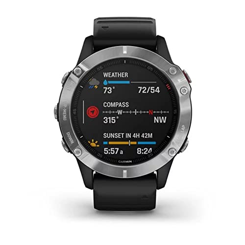 Garmin Fenix 6, Premium Multisport GPS Smartwatch, Silver With Black Band