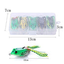 OriGlam 【Happy Shopping Day】 5pcs Topwater Frog Lures, Frog Crankbait Tackle, Frog Fishing Lures Soft Fishing Baits, Hollow Body 3D Eyes Frog Lure Weedless Swimbait with Hook for Bass Pike