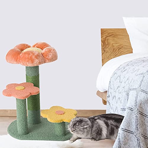 Cat Scratching Post, Mushroom Claw Scratcher Pole Natural Sisal Rope Scratching Board for Indoor Kitten Training Interactive Toys Activity Center Small Cats Tree Climbing Tower House Accessories (Flower cat Tree)