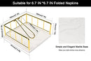 Livabber Flat Napkin Holder with Marble Base, All Metal Kitchen Napkin Holder with Weighted Tension Arm Rustic Tissue Paper Dispenser for Countertop, Table Kitchen, Dining Room (Gold)