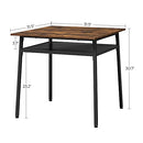 VASAGLE Dining Table, Square Office Desk with Storage Compartment, Industrial, 80 x 80 x 78 cm, Rustic Brown