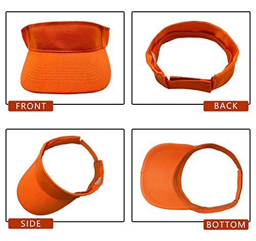 2 Pieces of Sun Visor Hats Adjustable Sport Visors Cap Visors for Women and Men (One Size), Orange, One size