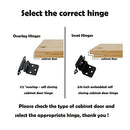 1/2 "Overlap - self Closing Cabinet Door Hinges Kitchen Cabinet semi Concealed Hinges Cabinet Hardware Embedded Installation with Cushion and Screws (Black, 10 Pairs - 20 Pieces)